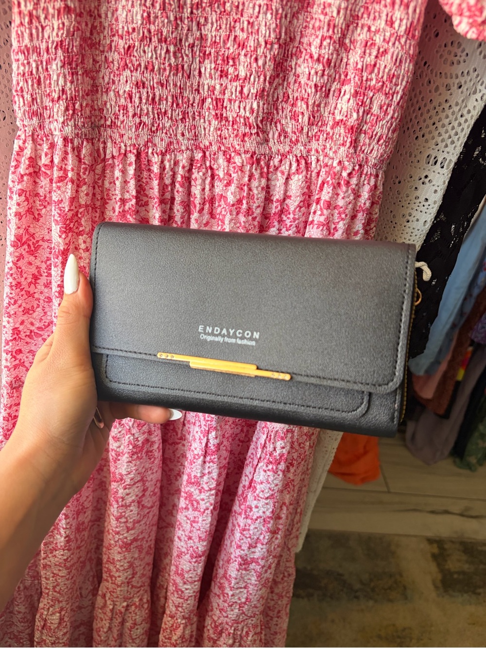 Black Women's Clutch with Gold Accent